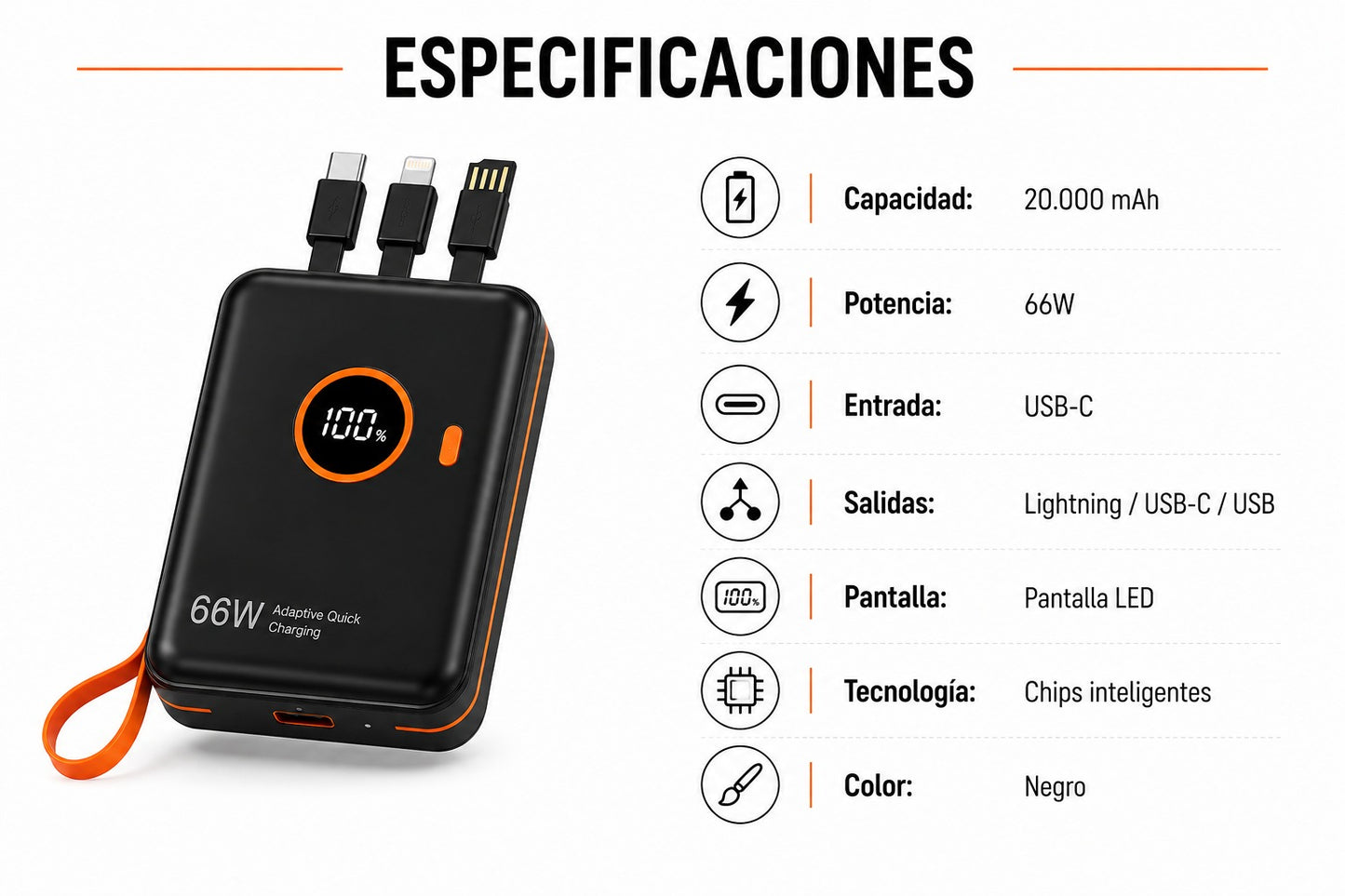 Cargador Portátil 20.000 mAh