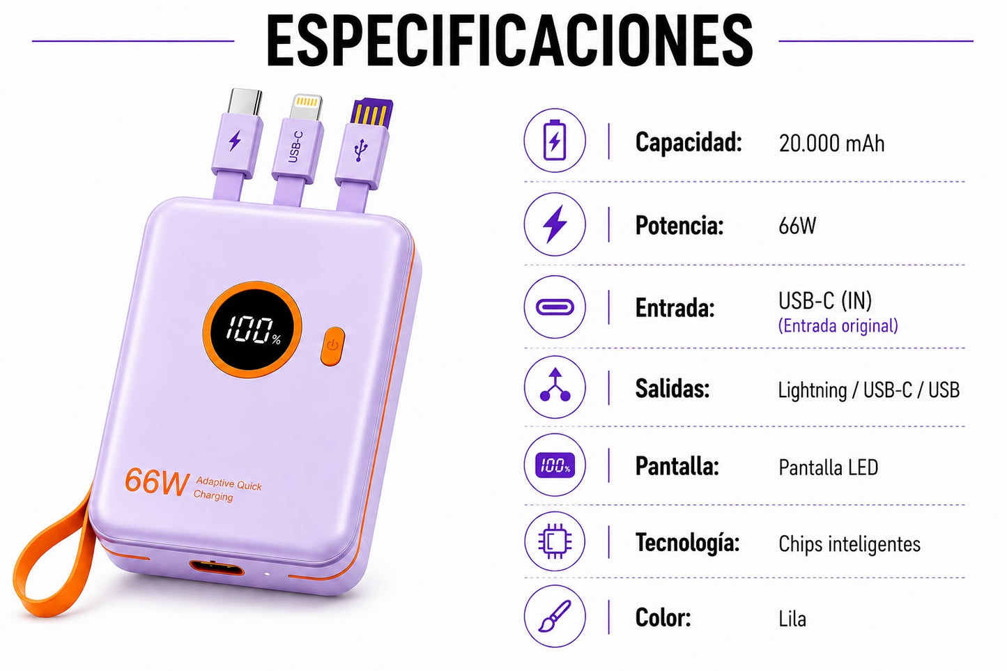 Cargador Portátil 20.000 mAh