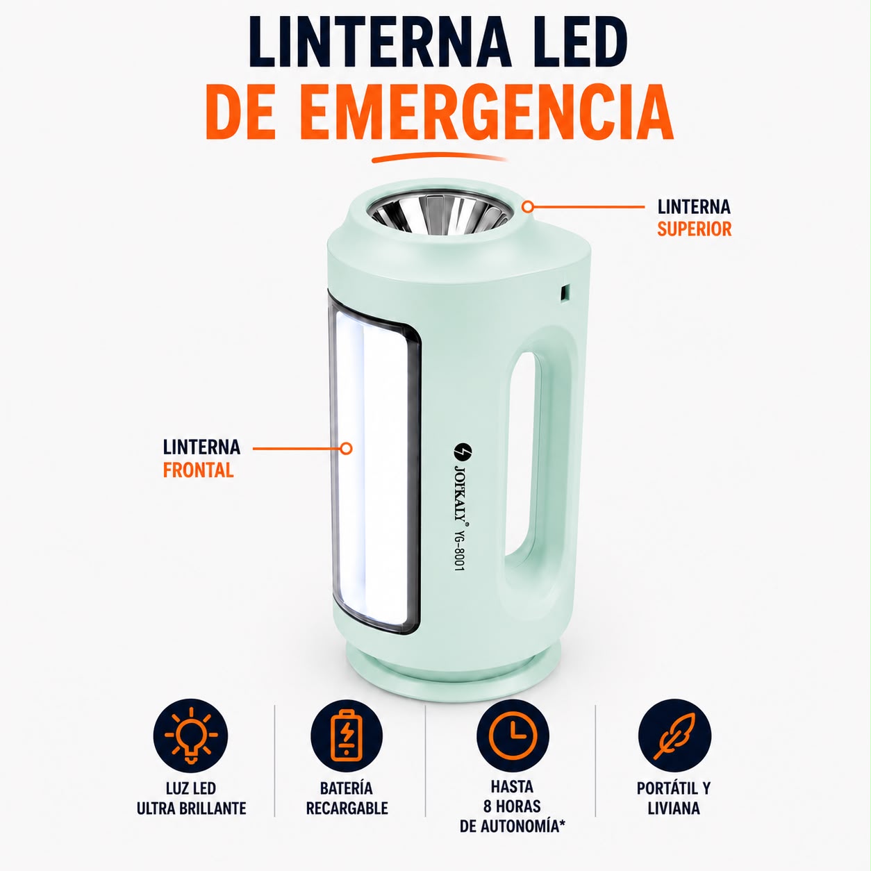 Linterna LED Recargable Portátil (verde menta)