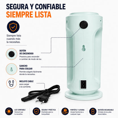 Linterna LED Recargable Portátil (verde menta)