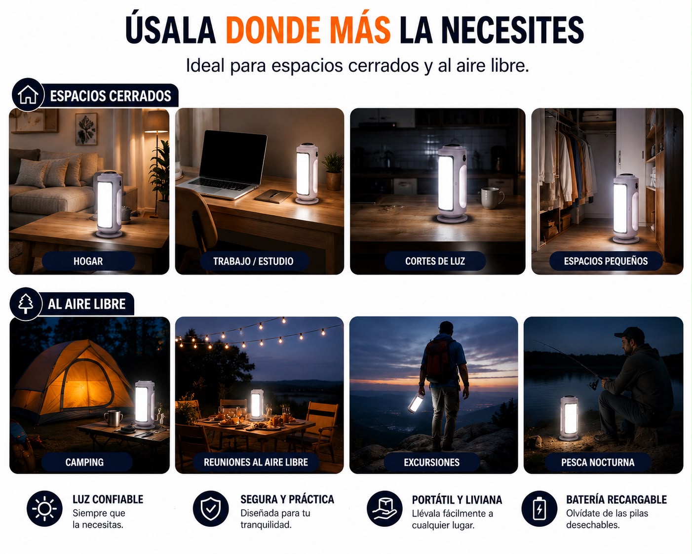 Linterna LED Recargable Portátil (verde menta)