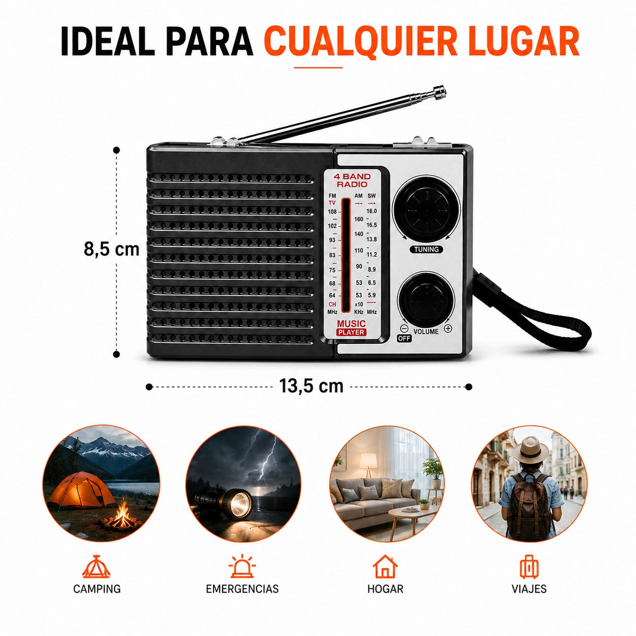 Radio Portátil 4 Bandas