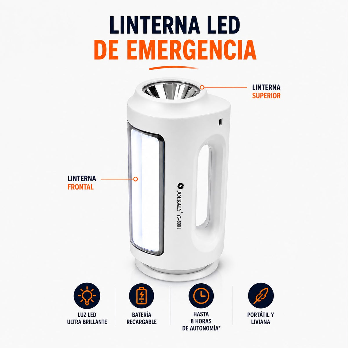 Linterna LED Recargable Portátil (blanca)