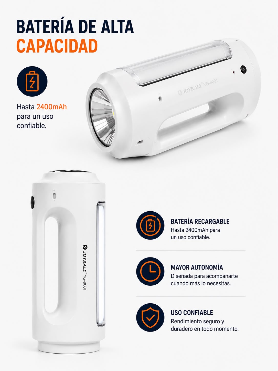 Linterna LED Recargable Portátil (blanca)
