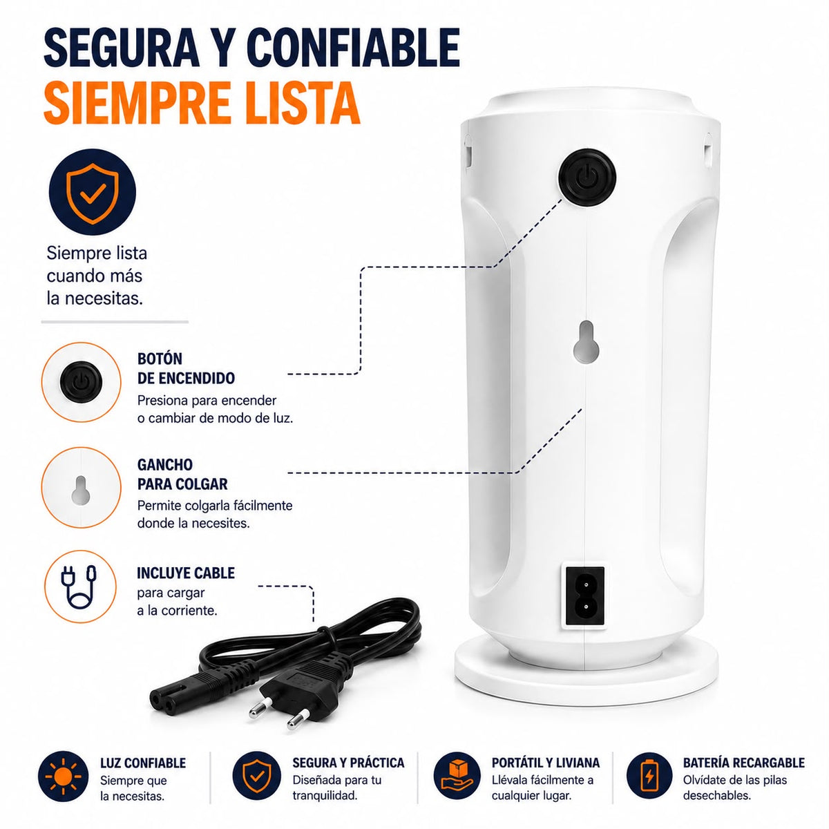 Linterna LED Recargable Portátil (blanca)