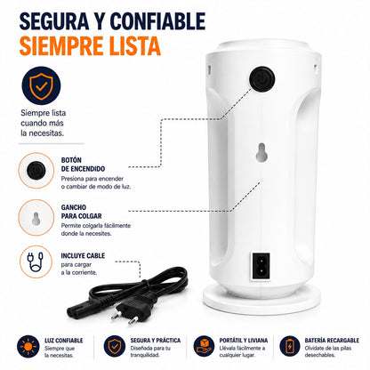 Linterna LED Recargable Portátil (blanca)